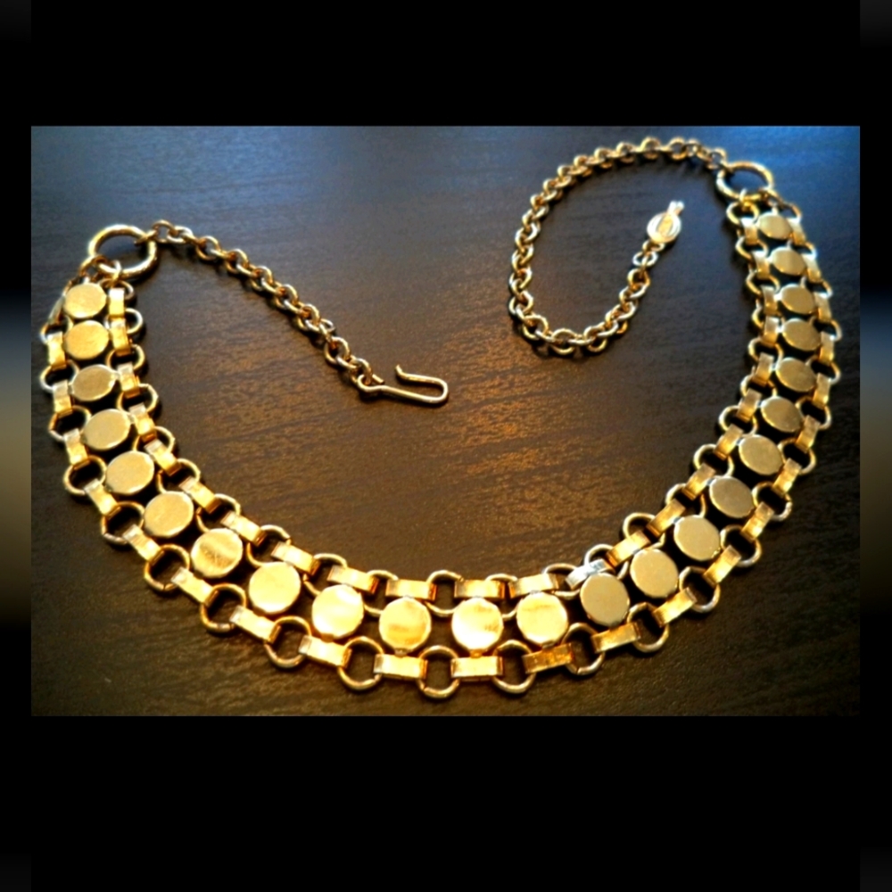 STUNNING VINTAGE ESTATE SIGNED SARAH COV GOLD TONE 17" NECKLACE